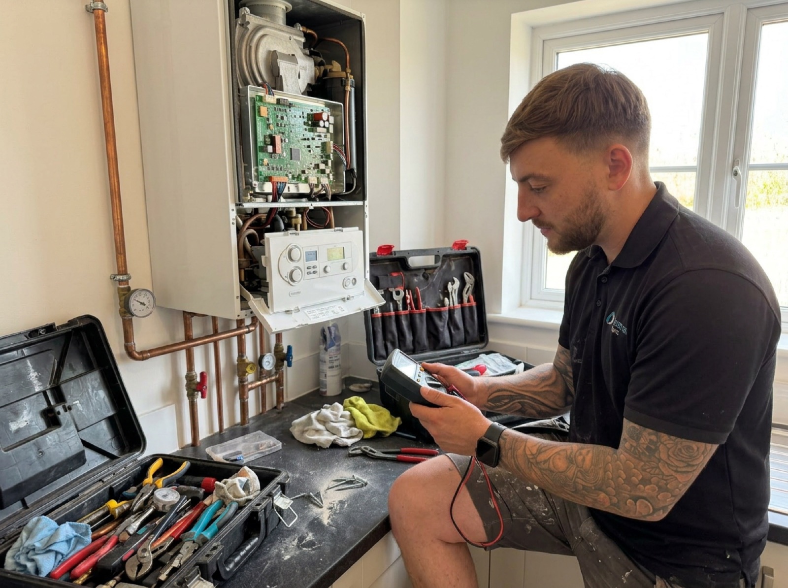 Servicing a boiler